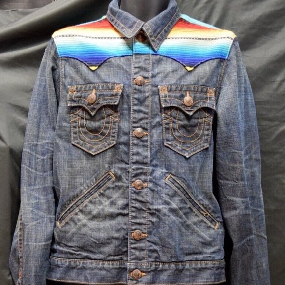 True Religion - Johnny Baja Western - Button Front Denim Jacket - Size M - Picture 1 of 14